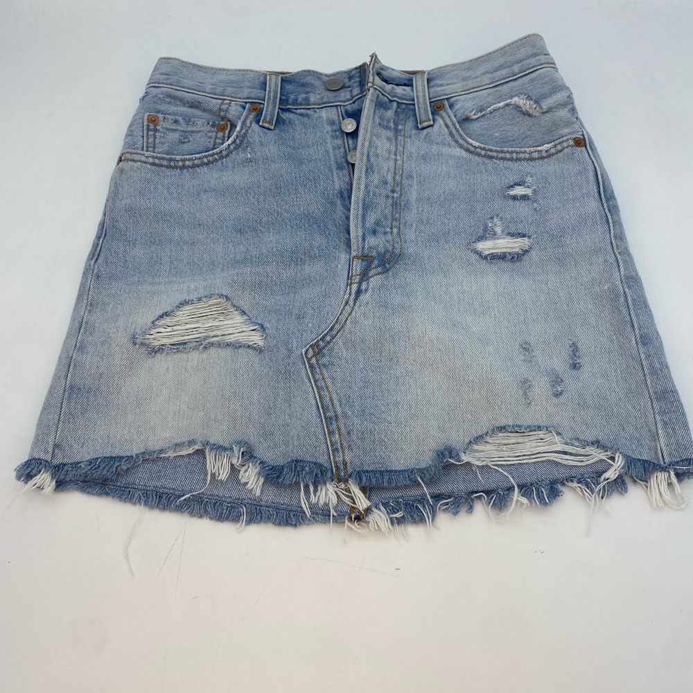 Levi's Light Blue Distressed Mini Skirt
